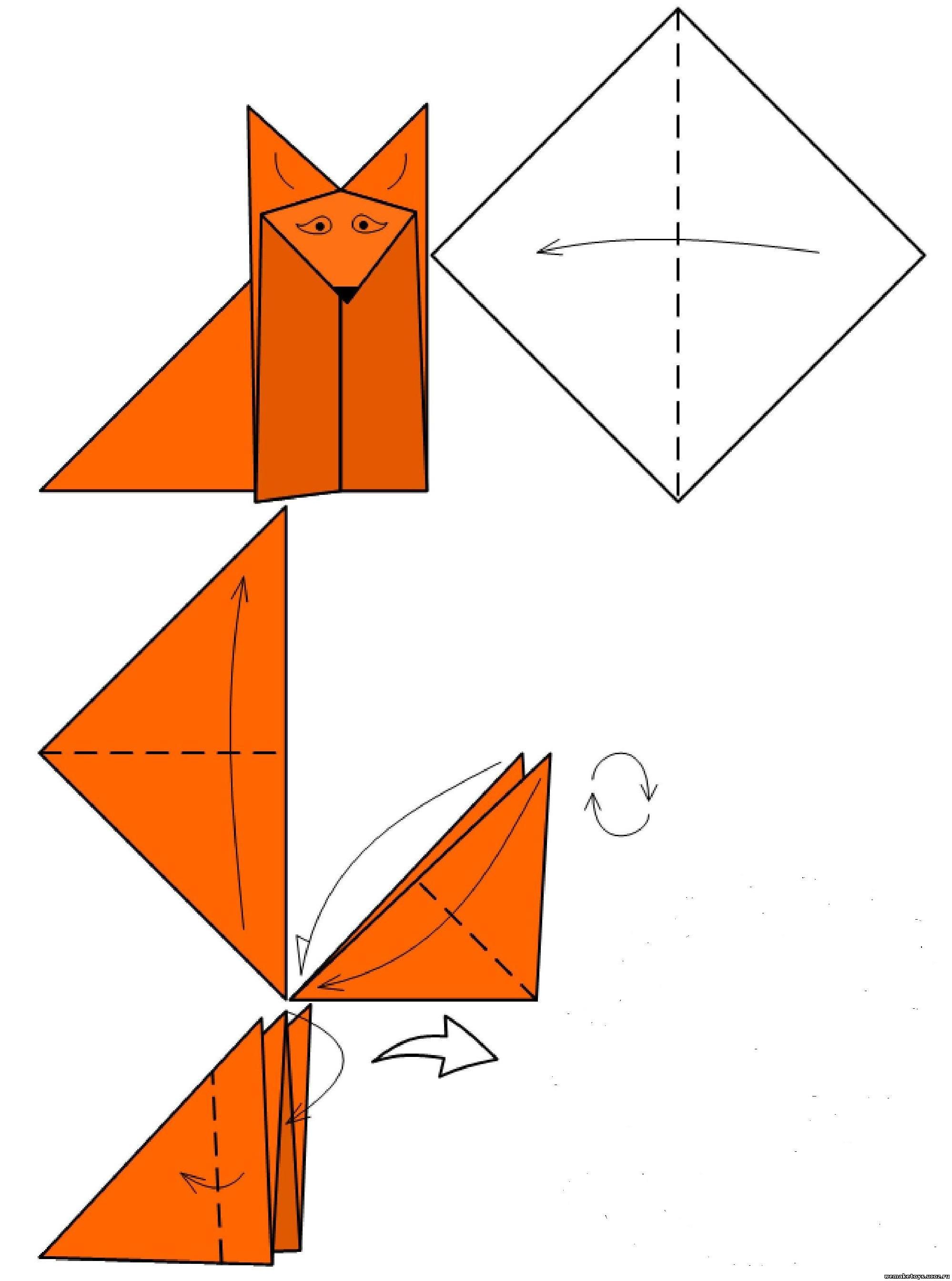 Оригами лиса: 3 способа для детей